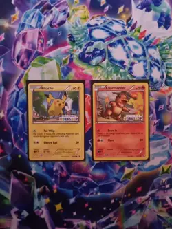 Pokemon TCG Rare Stamped Promo Cards Pikachu & Charmander Bundle Build A Bear - Image 2