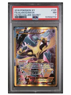 2016 POKEMON XY FATES COLLIDE SECRET #125 FULL ART/ALAKAZAM EX PSA 7 - Image 1