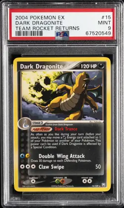 2004 POKEMON EX TEAM ROCKET RETURNS #15 DARK DRAGONITE PSA 9 - Image 1