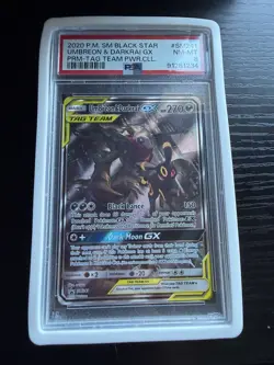 2020 POKEMON SM BLACK STAR PROMO TAG TEAM POWERS COLL UMBREON & DARKRAI GX PSA 8 - Image 1