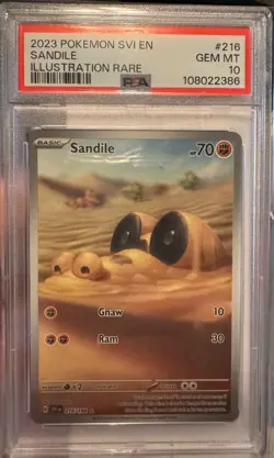 2023 POKEMON SVI EN-SCARLET & VIOLET ILLUSTRATION RARE #216 SANDILE PSA 10 - Image 1