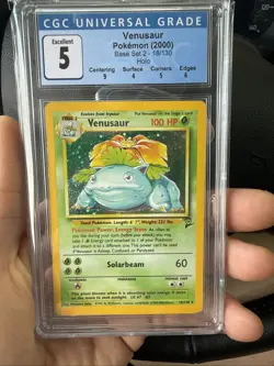 Venusaur Pokemon 2000 Base Set 2 Holo 18/130 Cgc 5 - Image 1