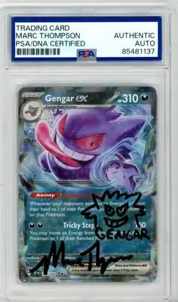 PSA Signed Gengar ex Temporal Forces Holo Pokemon TCG 104/162 Marc Thompson - Image 1