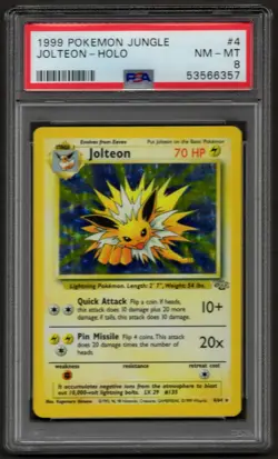 1999 POKEMON JUNGLE #4 JOLTEON-HOLO PSA 8 NM-MT - Image 1
