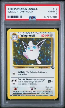 1999 POKEMON JUNGLE #16 WIGGLYTUFF-HOLO PSA 8 - Image 1