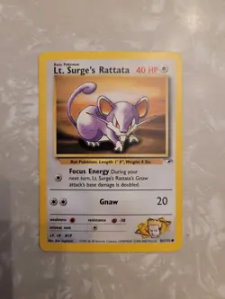 Pokemon TCG Lt. Surge's Rattata Gym Heroes 82/132 Regular Unlimited Common - NM - Image 1