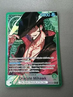 One Piece OP14 The Azure Sea’s Seven - Dracule Mihawk OP14-020 Leader Alt Art - Image 1