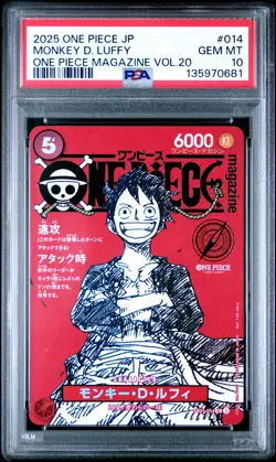 Monkey D Luffy One Piece Mag Vol. 20 Promo #ST21-014 Japan PSA 10 GEM MT - Image 1