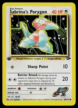 Pokemon Card - Sabrina's Porygon Gym Challenge 98/132 Common 1st Edition - Image 1