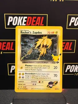 Pokemon TCG Rocket's Zapdos Holo Rare Card 15/132 Celebrations Series - Image 1