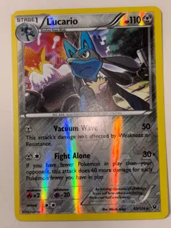 Lucario 63/124 XY Fates Collide 2016 REVERSE Holo Rare Pokemon TCG Card - VLP - Image 1