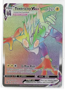 Toxtricity VMAX 196/192 Rebel Clash SWSH Rainbow Secret Rare Pokemon TCG Card NM - Image 1