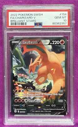 PSA 10 GEM MINT Charizard V FULL ART - 154/172 - Pokemon Brilliant Stars - Image 1