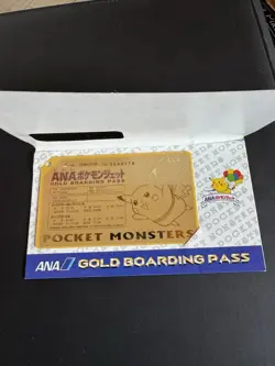 Pokemon All Nippon Airways ANA Pikachu Gold Boarding Pass 1998 Japanese Sealed - Image 2