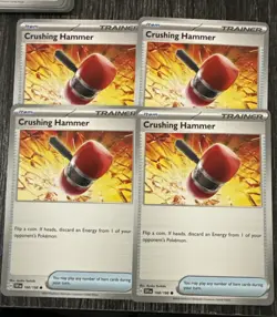 4x Pokemon TCG Scarlet & Violet 4x Playset Crushing Hammer 168/198 Near Mint - Image 1