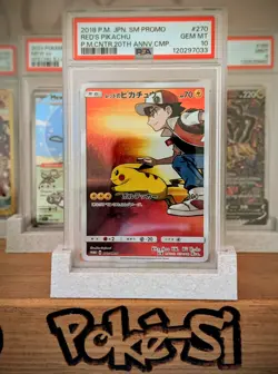 Red's Pikachu 270/Sm-p PSA 10 20th anniversary Japan Pokemon Center Promo - Image 1