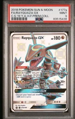 PSA 9 2018 Pokemon Rayquaza GX 177a/168 Hidden Fates Prem Collection - Image 2