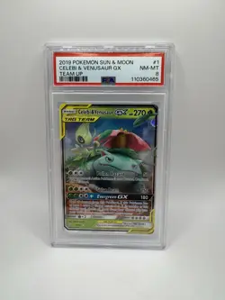 Celebi & Venusaur Gx Tag Team #1 2019 Pokemon Sun & Moon Team Up - PSA 8 - Image 1