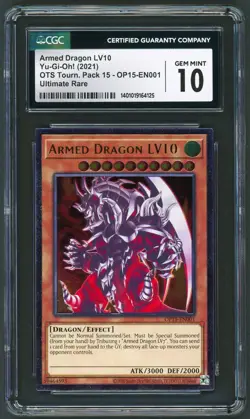 YuGiOh CGC 10 GEM MINT Armed Dragon LV10 UTR - OTS Tournament Pack 15 OP15-EN001 - Image 1