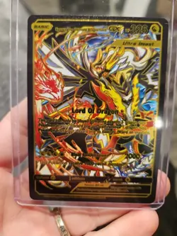 Pokemon Black Foil Fan Art Kyurem The Ultimate Dragon Lord GX Collector Card - Image 1