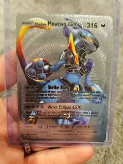 Shadow Mewtwo GX Silver Foil Fan Art Vinyl Collector Pokemon Card - Image 1