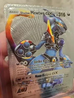 Shadow Mewtwo GX Silver Foil Fan Art Vinyl Collector Pokemon Card - Image 3