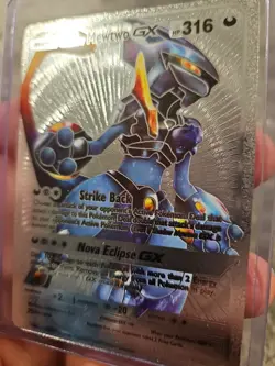 Shadow Mewtwo GX Silver Foil Fan Art Vinyl Collector Pokemon Card - Image 4