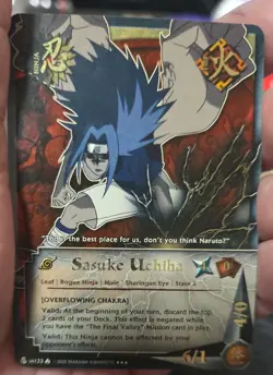2002 Naruto TCG CCG Sasuke Uchiha Card Super Rare Foil English Near Mint RARE - Image 1