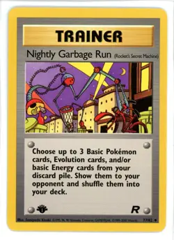 Nightly Garbage Run 77/82 1st Edition Team Rocket Thick Stamp Error Pokemon Card - Image 1