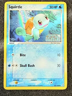 Squirtle 63/100 Reverse Holo Crystal Guardians Pokemon Card 2006 STAMPED - MINT - Image 1