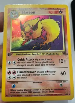 Holo Rare Flareon First Edition 3/64 HP Jungle Set Pokemon Card - Image 3