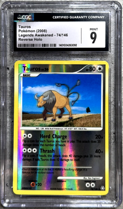 Pokemon Card Tauros Reverse Holo CGC 9 Mint, Legends Awakened 74/146, 2008 (1) - Image 1