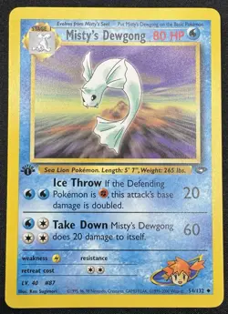 Misty's Dewgong 54/132 1st Edition Gym Challenge Vintage Pokemon TCG Card LP - Image 1