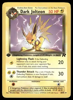 Pokemon Cards Dark Jolteon 38/82 1ST EDITION Team Rocket WOTC Uncommon NM - Image 1