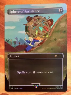 MTG Rainbow Foil Borderless Sphere of Resistance SLD: X FalloutR: Vault Boy!! - Image 1