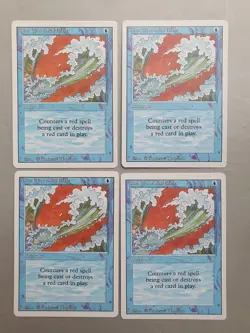 Blue Elemental Blast x4 PLAYSET, MTG Revised/3rd Ed(1994) Common Blue Instant NM - Image 1