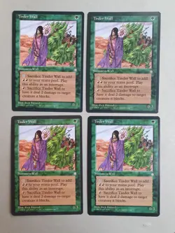 Tinder Wall x4 PLAYSET, MTG Ice Age (1995), Common Green Creature NM - Image 1