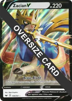 Moderately Played, English Pokemon Holo Zacian V - 138/202 - Oversized Promo Po - Image 1