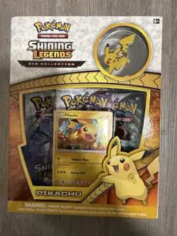 Pokemon TCG Shining Legends Pikachu Pin Collection READ - Image 1
