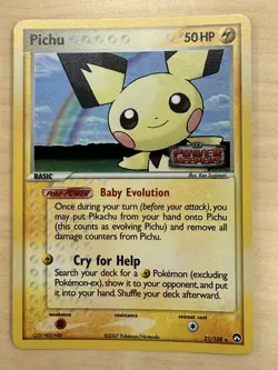 Pokemon TCG EX Power Keepers Pichu #21/108 Stamped Reverse Holo Near Mint - Image 1