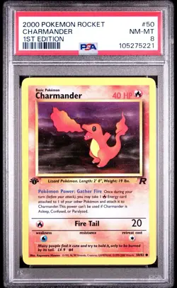 2000 POKEMON ROCKET #50 CHARMANDER 1ST EDITION PSA 8 - Image 1