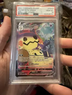 2022 POKEMON SWORD & SHIELD BRILLIANT STARS #TG17 FULL ART/MIMIKYU VMAX PSA 10 - Image 1