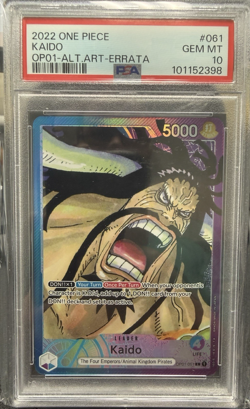 2022 ONE PIECE OP01-ROMANCE DAWN ALTERNATE ART-ERRATA #061 KAIDO PSA 10 - Image 1