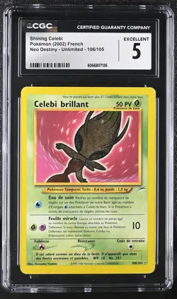 CGC 5 Shining Celebi 2002 Neo Destiny French 106/105 Pokemon Card - Image 1