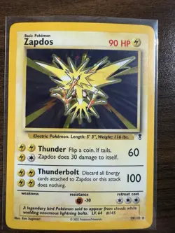 Zapdos 19/110 Pokemon TCG Legendary Collection Holo Rare LP Vintage Pokemon Card - Image 1