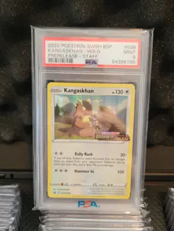 PSA 9 STAFF Kangaskhan 038 Prerelease Holo Pokemon Card SWSH Black Star Promo - Image 1