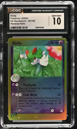 CGC 10 GEM MINT Kirlia 2003 EX Sandstorm 40/100 Reverse Holo Pokemon Card - Image 1