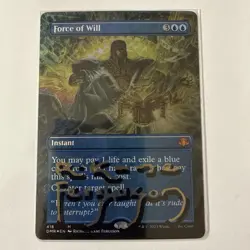 MTG: Shadow Signed Artist Force of Will *BORDERLESS FOIL Dominaria Remastered NM - Image 1