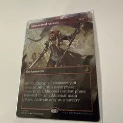 Magic the Gathering MTG Aggravated Assault Confetti Foil WOT 96 NM - Image 1
