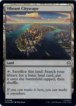 Vibrant Cityscape Marvel's Spider-Man Foil NM Magic MTG C 188 - Image 1